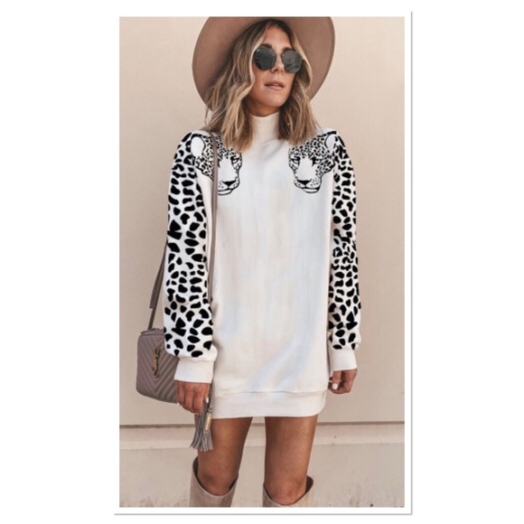 frankieandlu Dresses & Skirts - Turtleneck Leopard Print Mini Dress